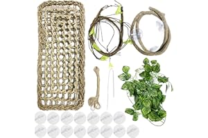 QUOZUO Dragon Barbudo Hamaca, Natural Hamaca Reptil con Artificial Vines de Escalada y Terrario Planta Rama Decorativa para Lagarto Escalada, Camaleón, Gecko