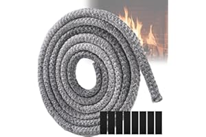 Guarnizione per Porta Stufa, GeeRic Φ8mm*2.5m Guarnizione per Camino+8 Nastri per Alte Temperature Fibra di Corda Ignifugo Guarnizione Isolante in Fibra per Stufe/Tubo di Forno/Caminetto/Camino