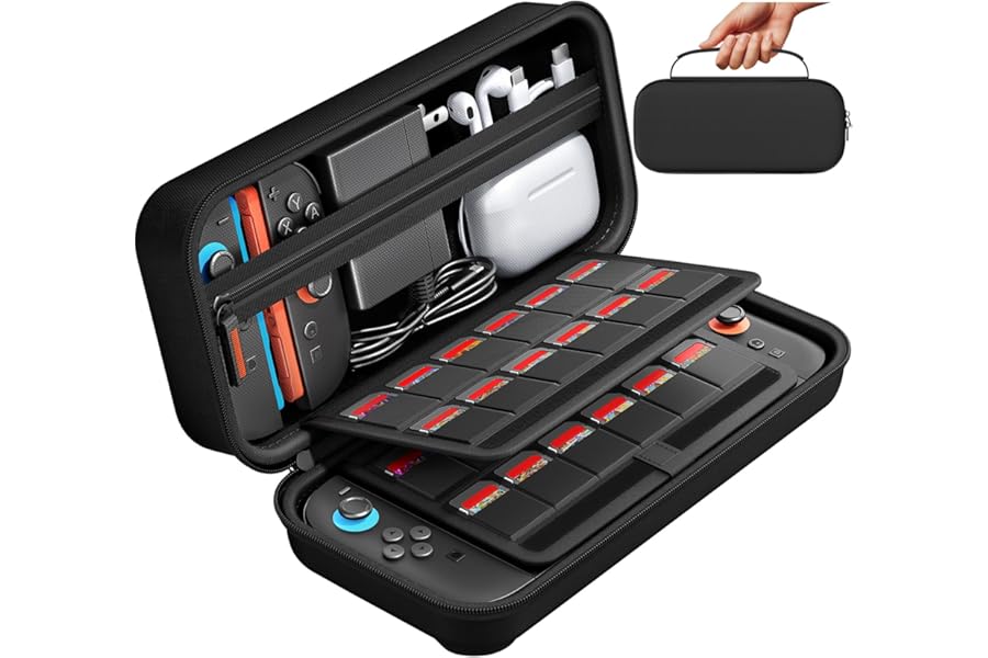 daydayup Switch 2 Carry Case Compatible with Nintendo Switch 2, with 24 Games Cartridges Protective Hard Shell Travel Carrying Case Pouch for Switch 2 Console & Accessories,Black