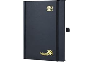 POPRUN Agenda 2024 Semana Vista 22 x 16.5 cm, Tapa Dura Agenda Semanal (17 Meses de Ago.23 - Dic.24), Planificador con Papel Certificado FSC® - Negro