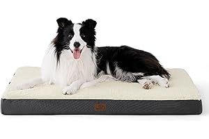 Bedsure Cuscino per Cane Gande - Materassino per Cani Taglia Grande Interno Cuscino Cane Sfoderabile Lavabile 91x69x7,6 cm Bianco