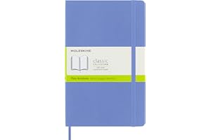 Moleskine - Cuaderno Clásico con Hojas en Blanco, Tapa Blanda y Cierre con Goma Elástica, Tamaño Grande 13 x 21 cm, Color Azul Hortensia, 240 Páginas