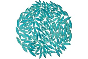 Yuvori 0,5 kg Keramik Blattform Mosaik Fliesen Gemischte Größen DIY Dekor für Badezimmer Wohnzimmer Küche Garten (Pfauengrün)