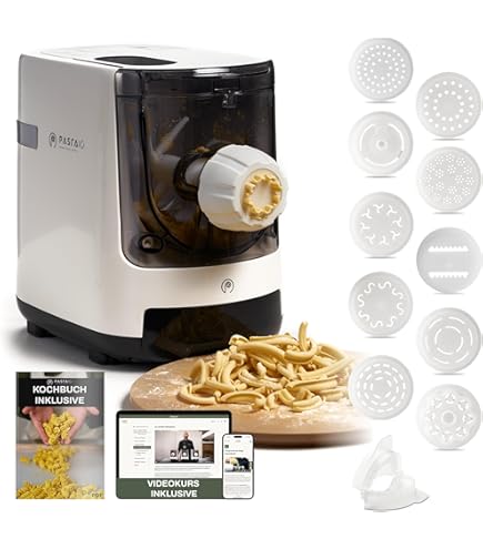 Elektrische Nudelmaschine Tragbar - Mit 5 Aufsätzen & USB-Aufladung, Frisch Pasta In Sekunden