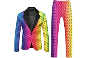 GENERIC Gay The Rainbow Suit, Multi-Coloured with Jacket, Pride Outfits LGBTQ Accessories Pride Tops Pride Clothes Stand Out Suits Fancy Dress, Adult Dress Up Costumes