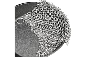 SILITHUS Cast Iron Cleaner. Steel Scrubber - Cookware Cleaner for Skillet, Wok, Pot, Pan | Hygenic Option to Scouring Pad | Does Not Rust Like Steel Wool | Protects Cookware Seasoning (Square 7 "x7")