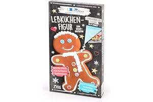 Pertzborn Lebkuchenmann zum Selberdekorieren – 250g essbarer Weihnachtsdeko mit Nonpareilles & fertigem Zuckerguß – Lebkuchen perfekt als Weihnachten Deko – Aus Roggen- & Weizenmehl