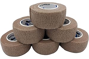 PintoMed - Bandage Cohésif - 6 Rouleaux Beige X 2,5 cm X 4.5 m Autoadhésif, Sports Bande, Premiers Secours Adhésif, Vet Wrap