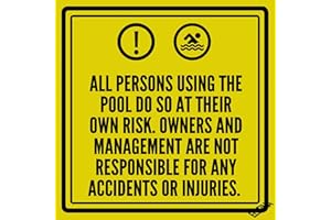 ELETINA Warning Sign,Pool Rules Sign,Pool Safety Sign Liability All Persons Using The Swimming Pool Do So At Their Own Risk.Safety Hot Multi Chemicals Large Tub Person Accidents Aigns Management Sign 12"X12"
