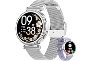 Sanorum Smartwatch Damen, 1.27" HD Voll Touchscreen Armbanduhr mit Telefonfunktion, 120+Sportmodi, IP68 Menstruationszyklus SpO2 Pulsuhr Schrittzähler Kalorien Fitness Tracker iOS Android, Silber