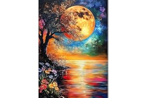 MEIYUDA Diamond Painting Luna, 5D Diamond Painting Kit Completo Notte sul lago, 5D Pittura Diamante Painting Kit Ricamo a Punto Croce Artigianale Per La Decorazione Della Parete Di Casa 30x40cm