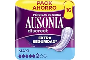 PROCTER & GAMBLE Ausonia Discreet Compresas Maxi, Pack de 16 ,Para Pérdidas De Orina Para Mujer, Protección Completa*, Discreción Increíble