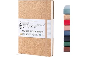 ‎BEECHMORE BOOKS Beechmore Books Notenpapier Buch - A4 Kork-Design Premium Notenbuch mit 10 Notenzeilen, Veganes Leder Hardcover, 120gsm Papier, Professionelle Notenmappe, Geschenkbox, Musiker, Studenten & Songwriter