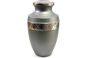 eSplanade Latón Blanco Urnas de cremación Urnas Contenedor conmemorativo Frasco de Recipiente | Urnas De Latón | Urna de Metal | Urna de entierro (Gris)