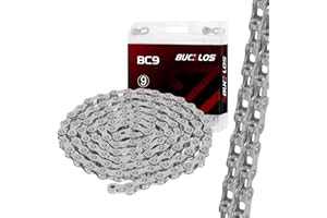 AEYINO 9 Speed Bike Chain,Bicycle Chain for Road Bike/E-Bike/Mountain Bike/MTB 1/2 x 11/128 Inch 116 Links with Quick Link,compatible with SHIMANO/SRAM/CAMPAGNOLO/KMC,Silver/Gold