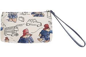 Signare Classic Paddington Bear London Blue Beige Woven Tapestry Clutch Pocketbook Purse Wallet with Wrist Arm Strap Handbag - One Size 9 inches (W) x 5 inches (H)