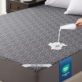 BEDLORE Mattress Protector 180 x 200 Waterproof Bamboo Fibre (Grey) | Bamboo Fiber Soft Breathable Mattress Cover, OEKO-TEX,