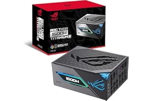 ASUS ROG Thor 1600W Titanium III Bloc d'alimentation (80 Plus Titanium Certified, ATX 3.1, PCIE 5.1, GaN MOSFET, Intelligent Voltage Stabilizer, Magnetic OLED Display, Turbo Mode, Garantie 10 Ans)