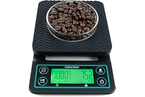 Coffee Gator Digital Coffee Scale with Timer – Waterproof & Anti-Slip Kitchen Weighing Scale, 3 KG/ 0.1 g High Precision, Large LCD Display, Tare Function