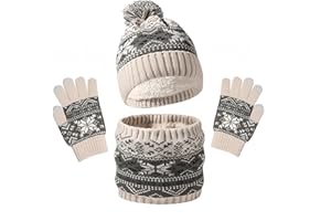 YKDLLF Gorro de Punto Invierno Térmico con Guantes y Bufanda Forro Polar Niños Set Beanie Sombrero de Invierno Cálido Gorro de Punto Invierno Térmico con Guantes y Bufanda Sombrero