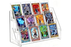 Oncpcare 3-Tier Transparent Trading Card Display Stand – Vertical PET Rack for Toploaders, Magnetic Holders, Collectible and Standard Card Slabs