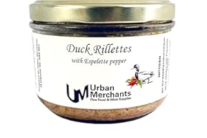 Duck Rillettes With Espelette Pepper From Urban Merchants, French Rustic Pate, Ideal Accompaniment For Cheese, Charcuterie, Crackers, Pickles And Chuntneys180g Glass Jar