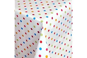 ‎DECOHOMETEXTIL Wachstuch Wachstischdecke Gartentischdecke Tischdecke Größe wählbar Punkte Bunt Eckig 100 x 180 cm abwaschbar