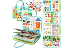 TEBOKHAD Busy Board Montessor, 9 in 1 Livre Occupé De Ferme Montessori,Planche D'activités Jouet éducatif Sensoriel Préscolaire,Apprendre Motricité Fine,Cadeau pour Enfants Garçon Fille 1 2 3 4 5 Ans