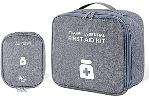 LETTERASHQP 2 Stück Erste Hilfe Tasche Set Medikament Tasche Reiseapotheke Tasche Tragbare Wasserdicht Medikamenten Aufbewahrung Tasche für Büro Reisen Camping-Grau-(Gross+Klein)