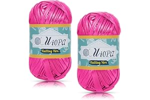 Uiopa Fettuccia Metallico per Borse a Uncinetto, 2 x 100g(2 x 45m) Filato Grosso di Tessuto in Poliestere, Filo Uncinetto per Borse, Cestini, Tappeti, Fai da Te, Artigianato