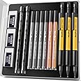 Nicpro 3 PCS 1.3 mm Mechanical Pencil Set with 72 Lead Refills, 3 Eraser - Weatherproof Metal Barrel, Heavy Duty Carpenter Pencil MP2000 for Outdoor Marking Drafting Drawing Woodworking - with Case