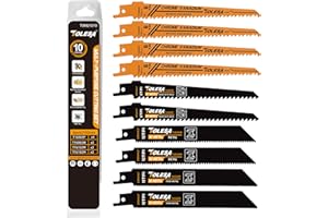 Tolesa Set di lame per seghe alternative, include tipi di denti da 6&10&18TPI, per la demolizione di metallo e legno, 10 pezzi