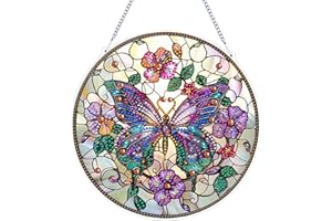 Zamety Diamond Painting Pendente, Farfalla Diamond Painting Adulti Ciondolo, Painting Diamond 5d Pendenti, Diamantini Crystal Art Pendente con Catena, per Porta, Finestre, Parete, Giardino Decorazioni