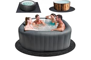 AOEBWPWI 203,2 x 203,2 cm runde Whirlpool-Matte, extra große aufblasbare Spa-Pad, wasserdichte, rutschfeste Unterseite, saugfähiger Pool-Bodenschutz für den Innen- und Außenbereich, Deck