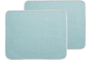 mDesign Zestaw 2 mat ociekowych (dużych) – wkładka do zlewozmywaka do szklanek, talerzy, patelni, szybkoschnąca i łatwa w pielęgnacji mata ochronna – niebieska, w kolorze kości słoniowej