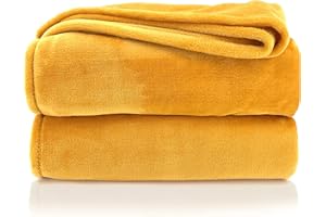 heimtexland Kuscheldecke flauschig Flanell Wohndecke warm Oekotex Tagesdecke Überwurf Sofadecke fusselfrei Fleecedecke Super Soft XL Decke 150x200 cm Typ380 Safran gelb