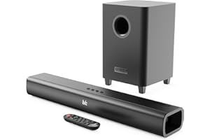Majority Barre de Son TV avec Caisson de Basse | 2.1 Home Cinema, 3D Son Surround, Bluetooth 5.0 | HDMI Arc, AUX in, USB Playback & Optical Input | Télécommande et Support Mural | Naga 60 Plus