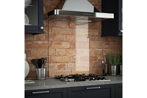 W WATERSTONE MIRRORS & FRAMES Waterstone Clear Glass Kitchen Splashback Splatter Screen Pre Drilled Holes Wall Hanging Fixings Included (60 x 80cm) - 7 Sizes