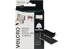 VELCRO® Brand | Heavy Duty Stick On Strips | Industrial Strength Double Sided Hook & Loop Self Adhesive Strips Perfect for Room Décor & Home, Office, Garage Use | Black | 50mm x 100mm | Set of 2