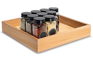 Creative Deco Drewniane Pudełko do Przechowywania | 28 x 28 x 5 cm | Drewniana Skrzynka do Organizacji | Drewno Bukowe | Tacka na Drobiazgi, Kosztowości, Przyprawy