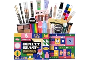 BEAUTY GLAZED Set de calendario de adviento de maquillaje, kit de maquillaje con calendario de cuenta atrás de 24 días para Navidad, cosméticos navideños para mujeres, set de regalo de maquillaje todo en uno