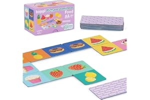 boppi Dominoes set bildspel för småbarn – färgglatt mattema Montessori/STEM Dominos för barn – spel för 3-åringar och uppåt