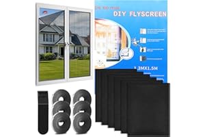 CIOXSOIO 6 Piezas Mosquitera Ventana, 130x150cm Mosquitera para Ventana, Tela Mosquitera para Ventana con Cinta de Velcro, Cortador y Herramienta de Prensa, Se Puede Cortable DIY, No es Necesario Taladrar