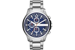 Armani Exchange Orologio per uomo, Movimento cronografo al quarzo e cassa da 46 mm con cinturino in acciaio
