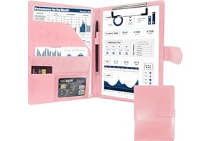 GraduatePro Cartella Portadocumenti A5 Pelle di Cerniera Chiusura magnetica Unisex per Ufficio Conferenza Cartellina Custodia Organizzatore con Quaderno-Rosa