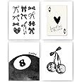 okaxscm Black Coquette Trendy Preppy Wall Art Prints Set of 4, Coquette Room Decor, Preppy Room Decor Aesthetic, Black Bow Disco 8 Ball Cherry Wall Decor Posters for Girls Bedroom Dorm, 8x10 Unframed