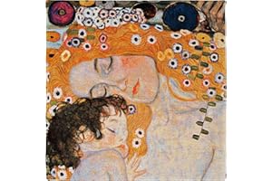 BKstuff Cadre Peinture sur toile oeuvre d'art, Reproduction entoilée Oeuvres de Gustav Klimt (Mère et Enfant, Gustav Klimt, 75x75cm)