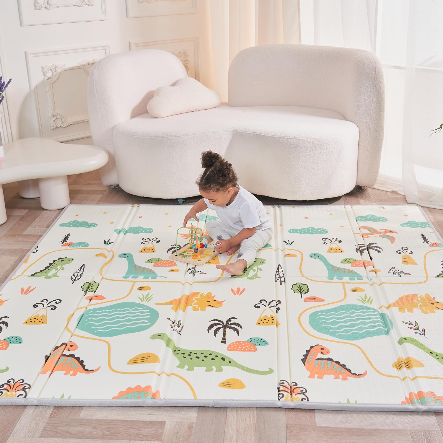 Alfombra Plegable Acolchada 150x180 - Manta Impermeable Reversible para Juegos de Bebé - Gimnasio y Actividades Infantiles