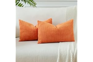 JOTOM Fodere In Velluto a coste Morbido Solido Fodere Di Cuscino Decorativo Cuscino Fodere Per Cuscini Da Letto Per La Decorazione Della Casa Per Divano Camera Da Letto 40x60 cm Set Di 2 (Arancione)