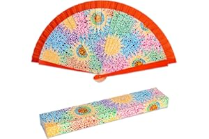 PracticDomus Ventaglio Pieghevole in Tessuto di Cotone Stampato e Legno. Collezione (Gaudi)